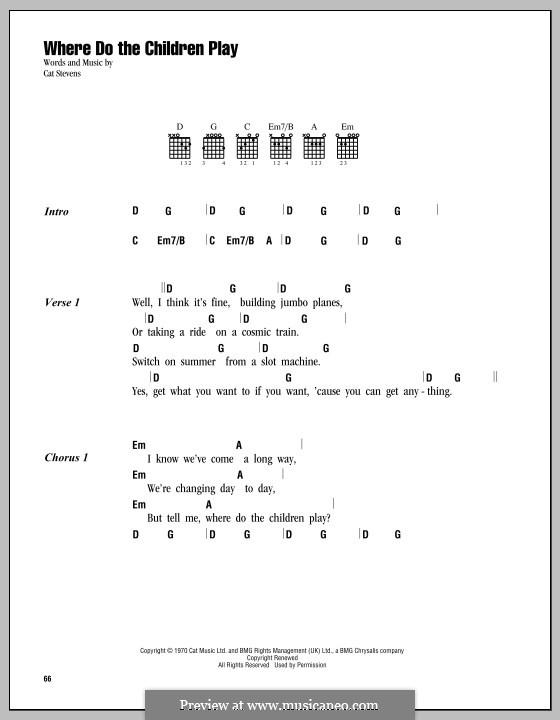 Where Do the Children Play?: Letras e Acordes by Cat Stevens