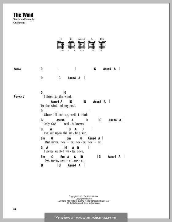 The Wind: Letras e Acordes by Cat Stevens