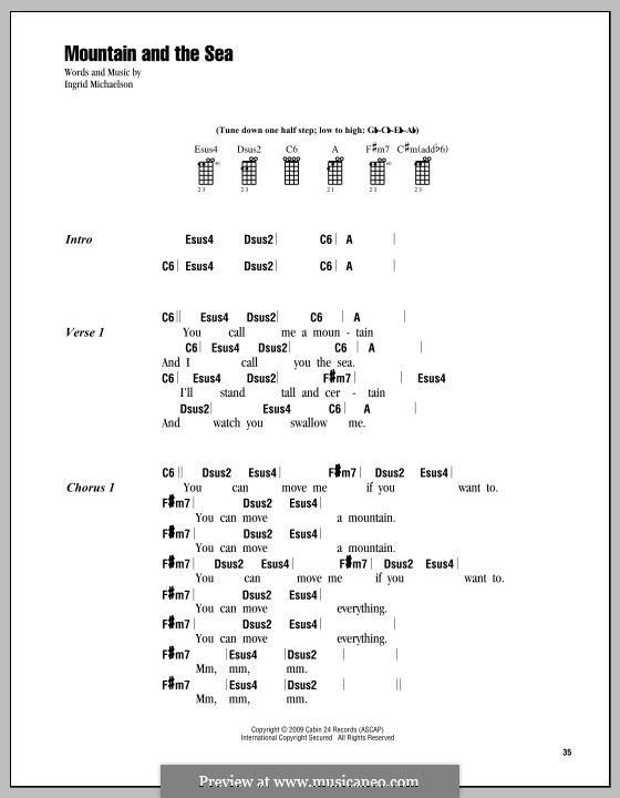 Mountain and the Sea: para ukulele by Ingrid Michaelson