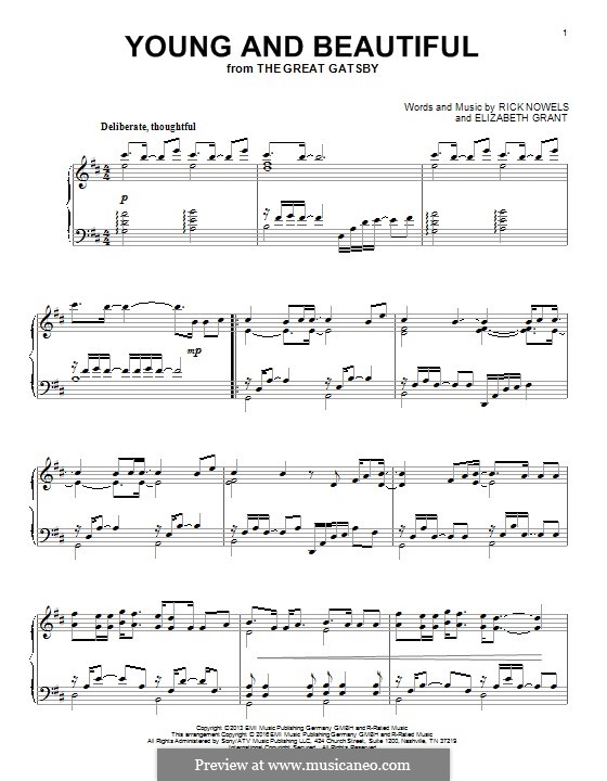 Young and Beautiful (Lana Del Ray): Para Piano by Rick Nowels, Elizabeth Grant