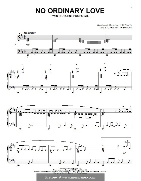 No Ordinary Love (Sade): Para Piano by Helen Adu, Stuart Matthewman