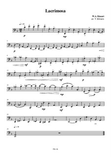 Lacrimosa: para quarteto de cordas - violoncelo parte, Ор.9 No.1 by Wolfgang Amadeus Mozart