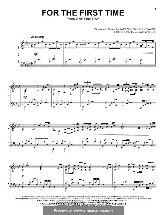 For the First Time (Kenny Loggins): Para Piano by Allan Rich, James Newton Howard, Jud Friedman