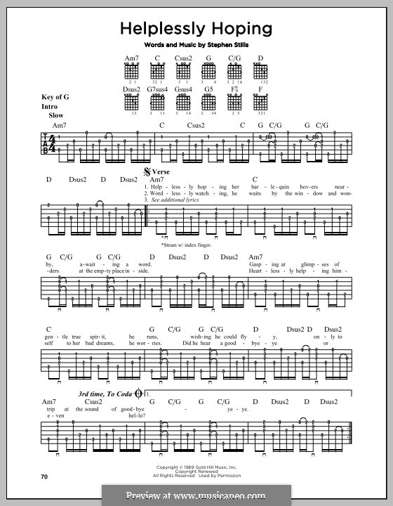 Helplessly Hoping (Crosby, Stills & Nash): Para Guitarra by Stephen Stills