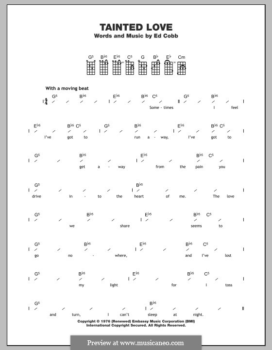Tainted Love (Marc Almond & Soft Cell): para ukulele by Ed Cobb