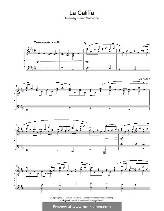 La Califfa: Para Piano by Ennio Morricone