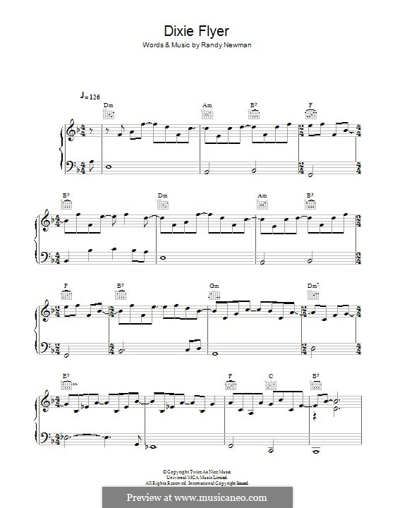 Dixie Flyer: Para vocais e piano (ou Guitarra) by Randy Newman