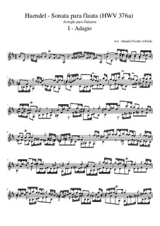 Sonata for Flute and Harpsichord No.3 in B Minor, HWV 376: arranjos para guitarra by Georg Friedrich Händel