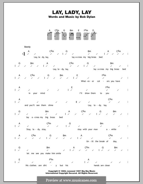 Lay Lady Lay: para ukulele by Bob Dylan