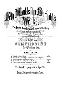 Symphony No.4 in A Major 'Italian', Op.90: Partitura completa by Felix Mendelssohn-Bartholdy