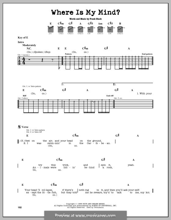 Where Is My Mind (The Pixies): Para guitarra com guia by Black Francis