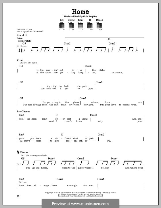 Home (Daughtry): Para Guitarra by Chris Daughtry
