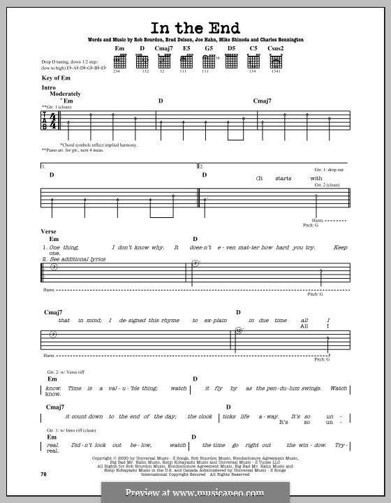 In the End (Linkin Park): Para guitarra com guia by Brad Delson, Charles Bennington, Joseph Hahn, Mike Shinoda, Rob Bourdon