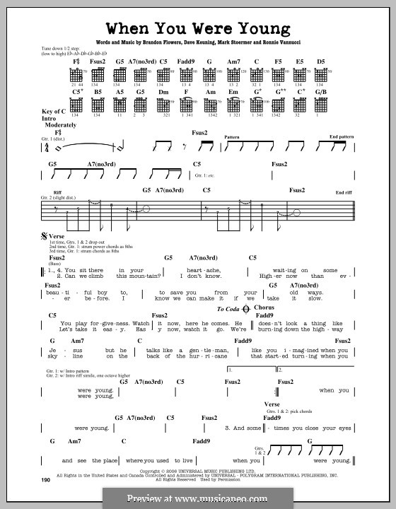 When You Were Young (The Killers): Para guitarra com guia by Brandon Flowers, Dave Keuning, Mark Stoermer, Ronnie Vannucci