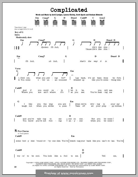Complicated: Para guitarra com guia by Avril Lavigne, Graham Edwards, Lauren Christy, Scott Spock