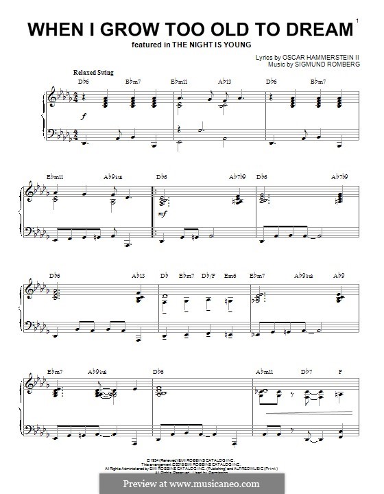 When I Grow Too Old to Dream: Para Piano by Sigmund Romberg