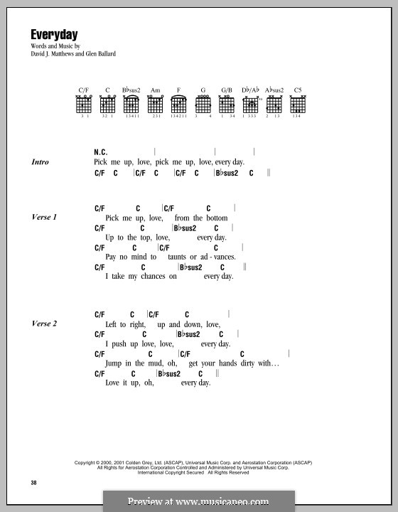 Everyday (Dave Matthews Band): Letras e Acordes by David J. Matthews, Glen Ballard
