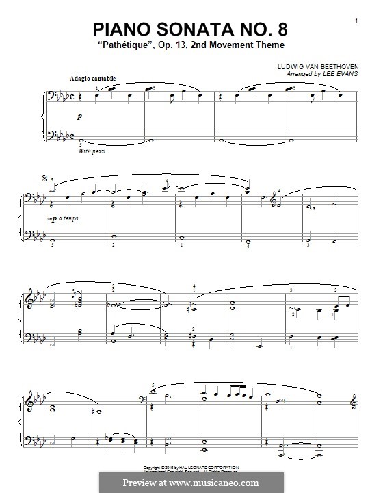 Movement II (Printable scores): para um único musico (Editado por H. Bulow) by Ludwig van Beethoven