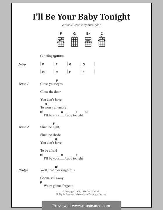I'll Be Your Baby Tonight: Letras e Acordes by Bob Dylan