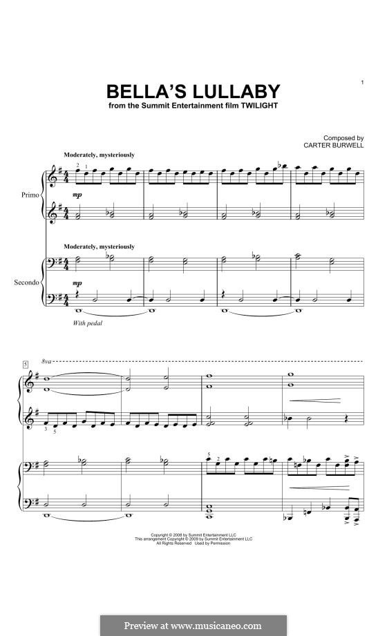 Piano version: For four hands by Carter Burwell