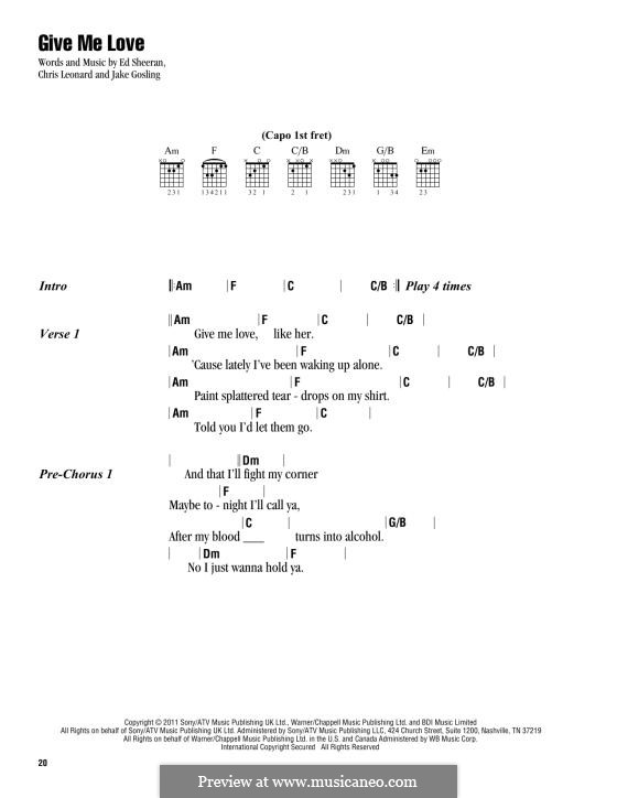 Give Me Love: Letras e Acordes by Ed Sheeran, Christopher Leonard, Jake Gosling