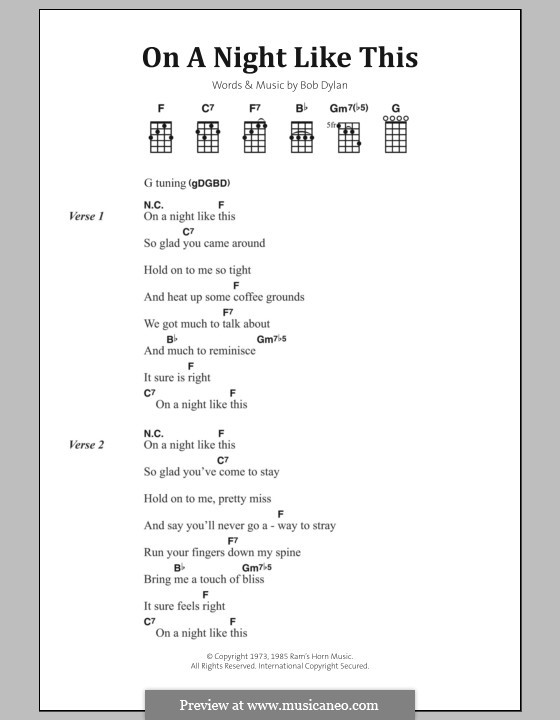 On a Night Like This: Letras e Acordes by Bob Dylan