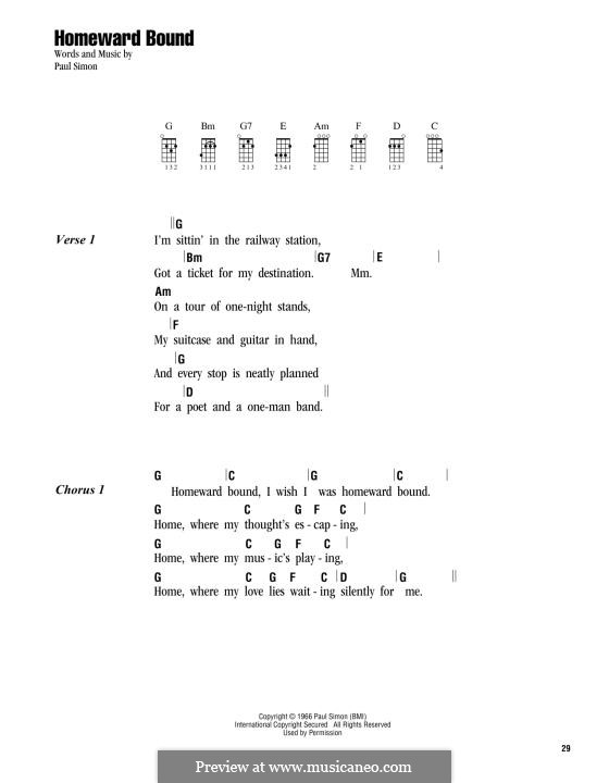 Homeward Bound (Simon & Garfunkel): para ukulele by Paul Simon
