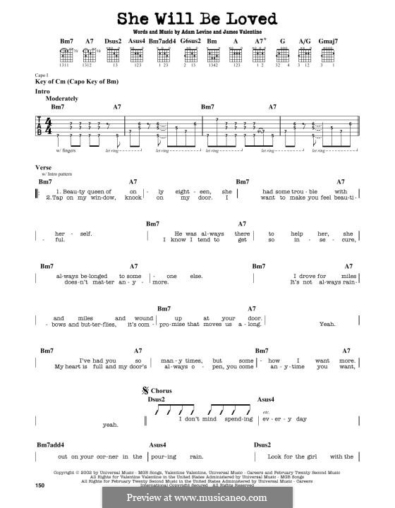 She Will Be Loved (Maroon 5): Para Guitarra by Adam Levine, James Valentine