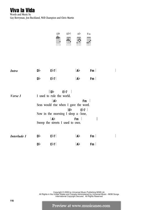 Instrumental version: para ukulele by Chris Martin, Guy Berryman, Jonny Buckland, Will Champion