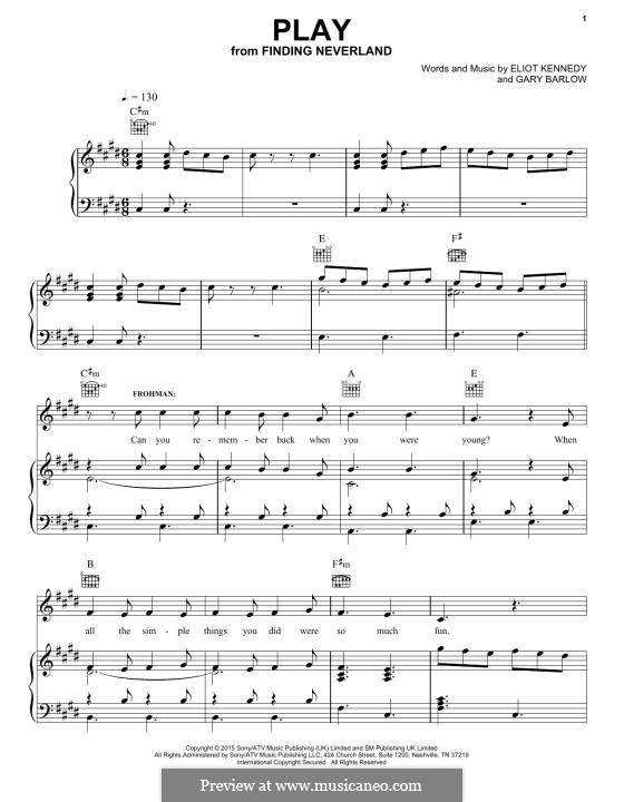 Play (from 'Finding Neverland'): Para vocais e piano (ou Guitarra) by Eliot Kennedy, Gary Barlow