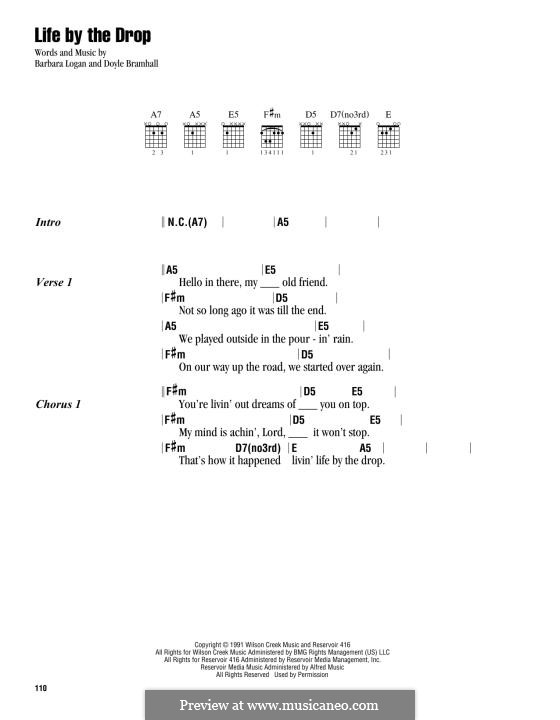 Life By the Drop (Stevie Ray Vaughan): Letras e Acordes by Barbara Logan, Doyle Bramhall