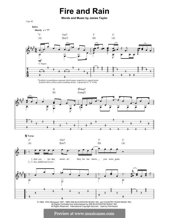Fire and Rain: Para Guitarra by James Taylor