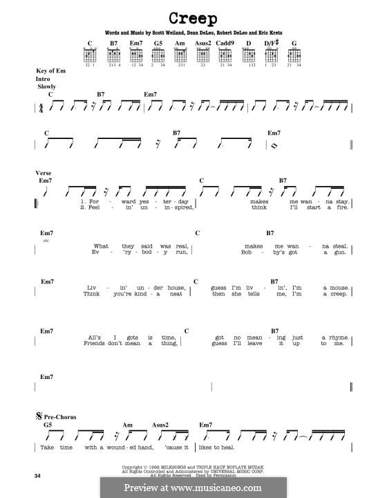 Creep (Stone Temple Pilots): Para Guitarra by Dean DeLeo, Eric Kretz, Robert DeLeo, Scott Weiland