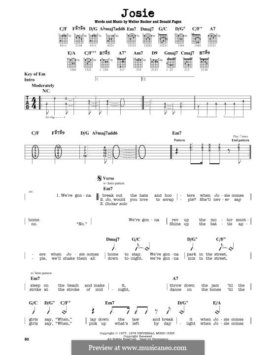 Josie (Steely Dan): Para Guitarra by Donald Fagen, Walter Becker