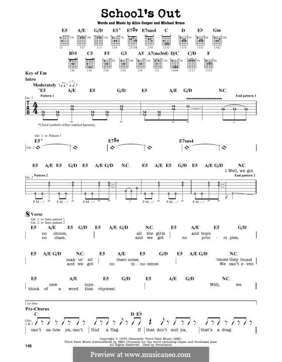 School's Out: Para Guitarra by Alice Cooper, Dennis Dunaway, Glen Buxton, Michael Bruce, Neal Smith