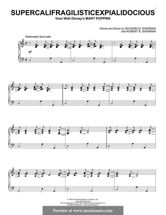 Supercalifragilisticexpialidocious (from Mary Poppins), for Piano: para um único musico (Editado por H. Bulow) by Richard M. Sherman, Robert B. Sherman