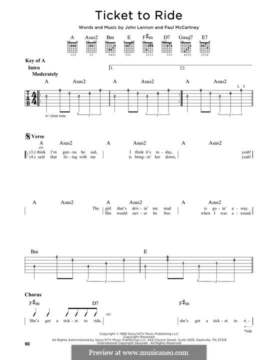 Ticket to Ride (The Beatles): Para Guitarra by John Lennon, Paul McCartney