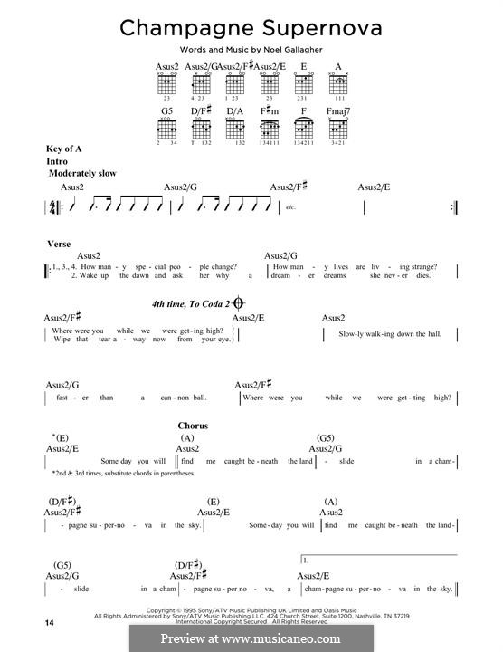 Champagne Supernova (Oasis): Para Guitarra by Noel Gallagher