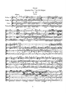 String Quartet No.7 in E Flat Major, K.160: Partitura completa by Wolfgang Amadeus Mozart