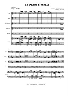 La donna è mobile (Over the Summer Sea): For woodwind quintet by Giuseppe Verdi