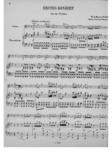 Concerto for Violin and Orchestra No.1 in B Flat Major, K.207: arranjo para violino e piano by Wolfgang Amadeus Mozart