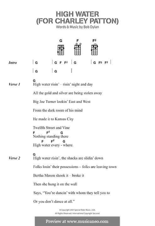 High Water (For Charley Patton): Letras e Acordes by Bob Dylan