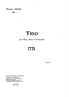 Piano Trio in A Minor, M.67: Partitura completa, partes by Maurice Ravel