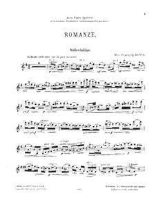 Two Romances for Violin and Small Orchestra, Op.50: parte Solo by Max Reger