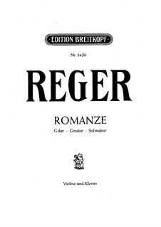 Romance for Violin (or Cello) and Piano: partitura by Max Reger