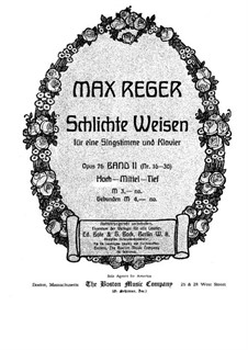 Simple Songs, Op.76: Volume II, No.16-30 by Max Reger