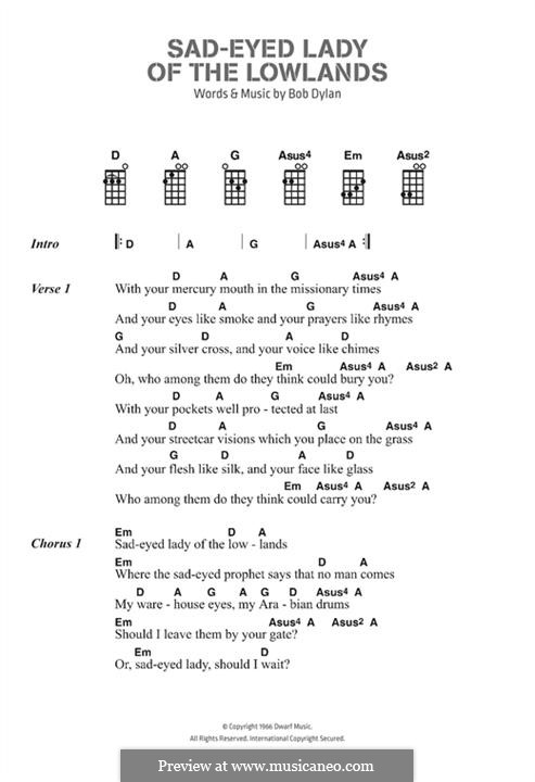 Sad Eyed Lady of the Lowlands: Letras e Acordes by Bob Dylan