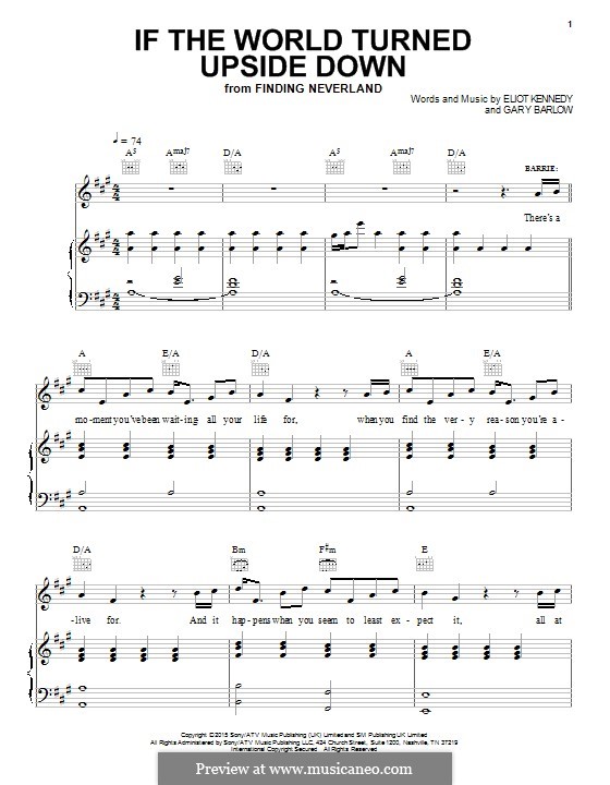 If the World Turned Upside Down (from 'Finding Neverland'): Para vocais e piano (ou Guitarra) by Eliot Kennedy, Gary Barlow