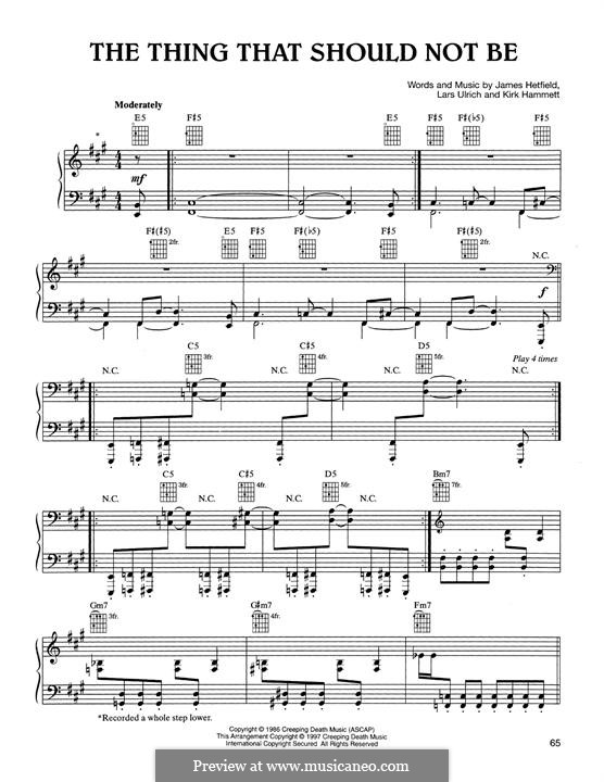 The Thing That Should Not Be (Metallica): Para vocais e piano (ou Guitarra) by James Hetfield, Kirk Hammett, Lars Ulrich