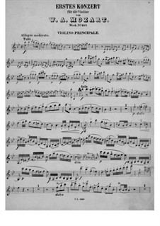 Concerto for Violin and Orchestra No.1 in B Flat Major, K.207: Parte de solo by Wolfgang Amadeus Mozart
